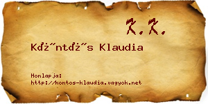 Köntös Klaudia névjegykártya